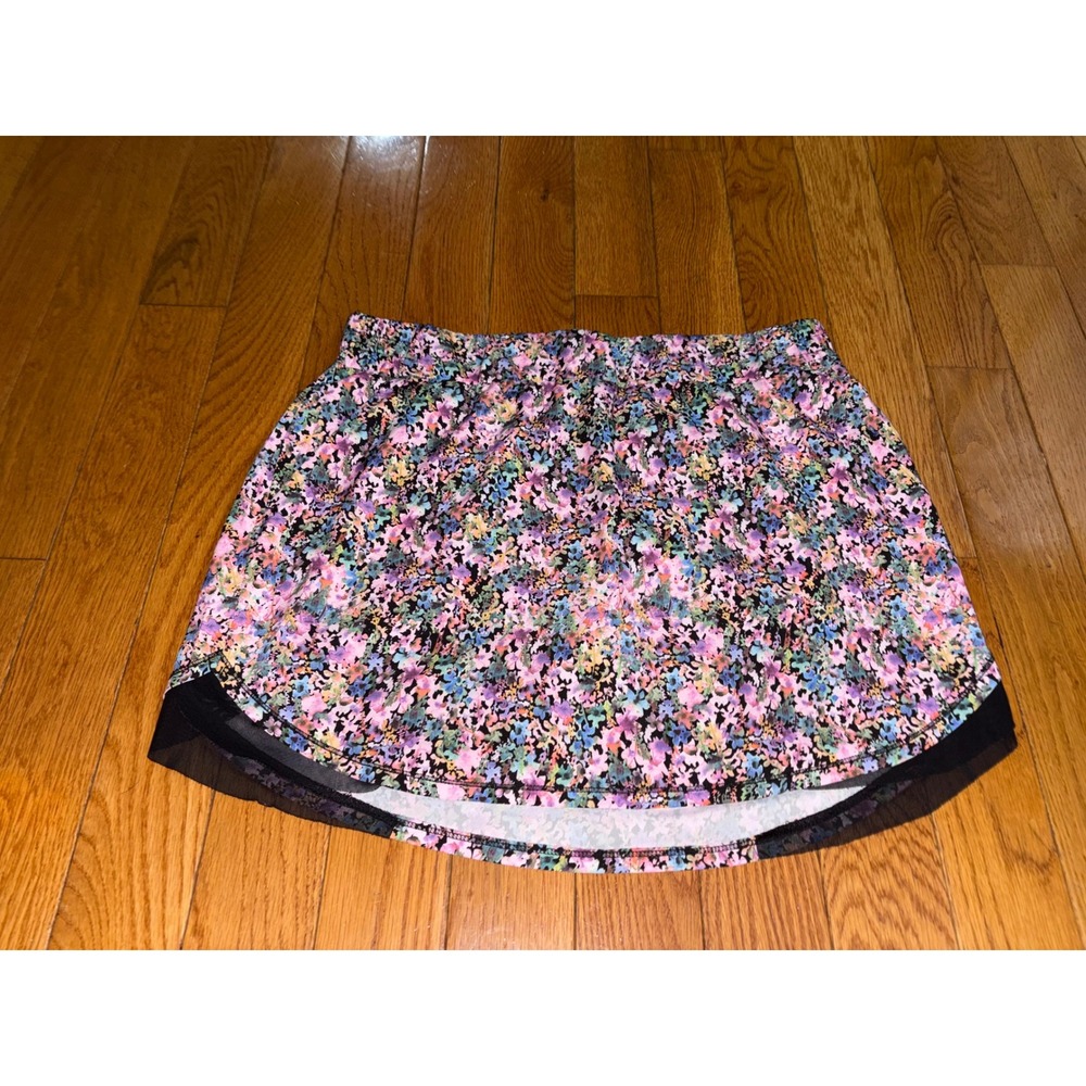 RBX Womens Floral Active Skort XL Multicolor Mesh Trim Built-in Shorts Pocket